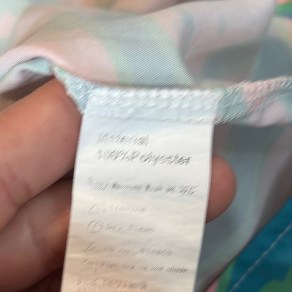 Blue and Pink Casual Button Down Shirt with Vibrant Patterns - Picture 6 of 6